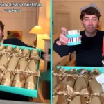 Influencer fumes after spending £585 on Fortnum and Mason luxury Christmas crackers only to find truffles tea and trinkets he says are worth about £45 viral TikTok unboxing online now.