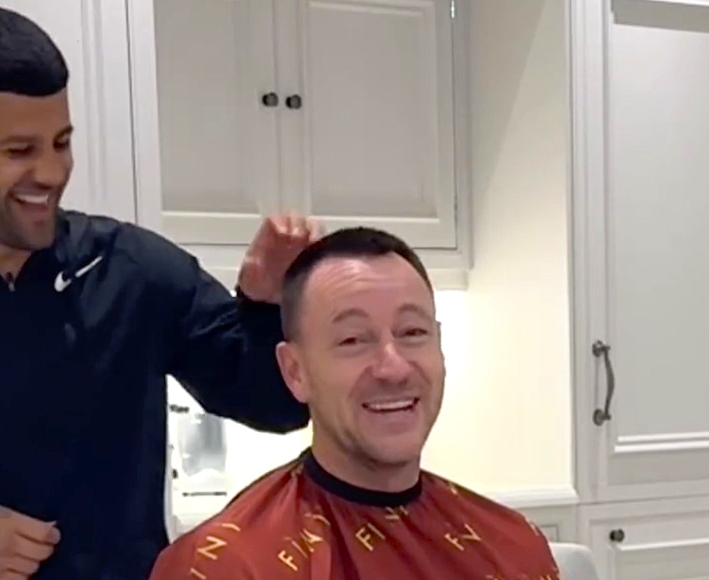John Terry pranked by celebrity barber Ahmed Alsanawi who called him good boy mid haircut prompting a foul mouthed reaction and playful headlock as fans howl with laughter.