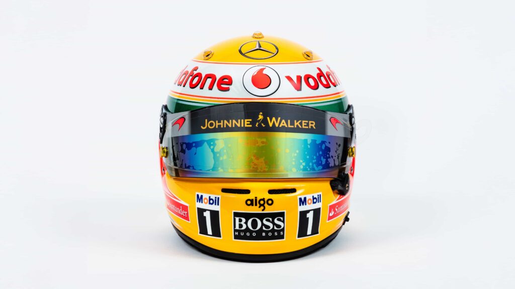 Lewis Hamilton’s rare McLaren Mercedes helmet heads to auction for £105,000, giving fans a unique chance to own iconic F1 history inspired by Ayrton Senna.