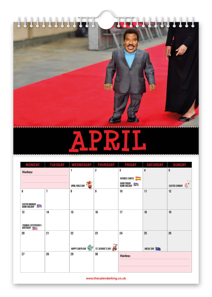 Pop icon Lionel Richie gets hilariously pint sized in a quirky 2026 novelty calendar featuring AI snaps from red carpets to tiny pianos perfect gift laughs worldwide fun.
