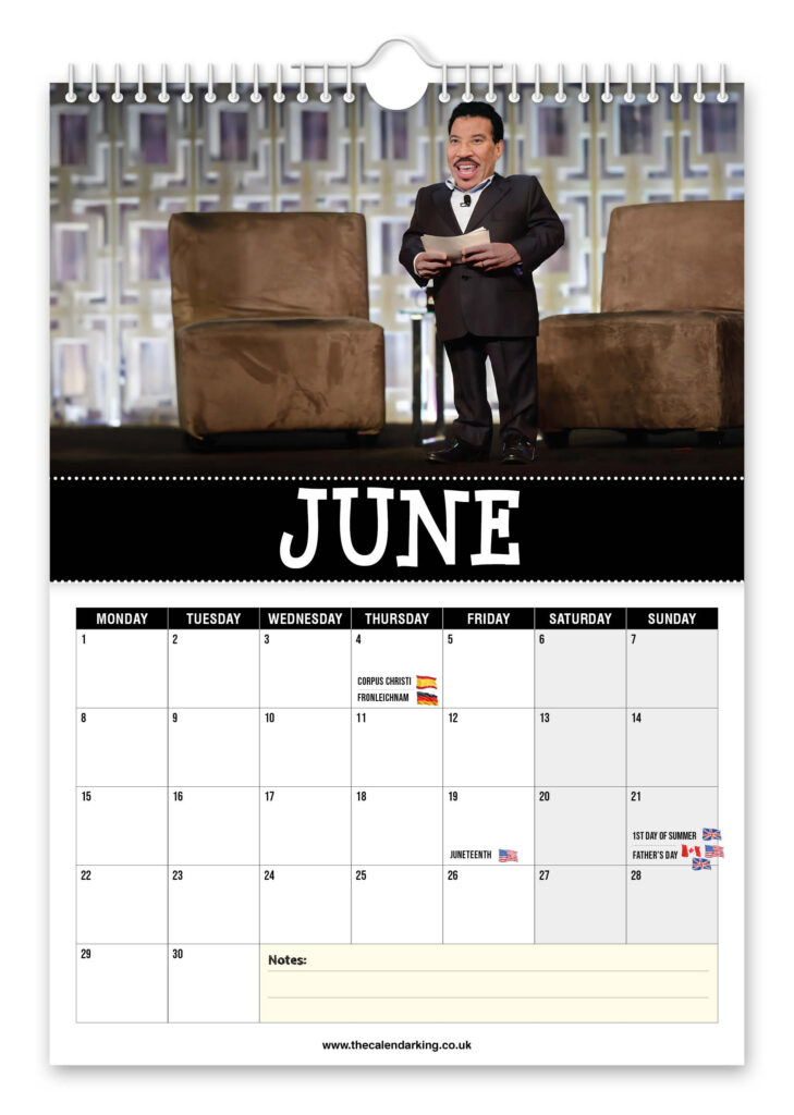 Pop icon Lionel Richie gets hilariously pint sized in a quirky 2026 novelty calendar featuring AI snaps from red carpets to tiny pianos perfect gift laughs worldwide fun.