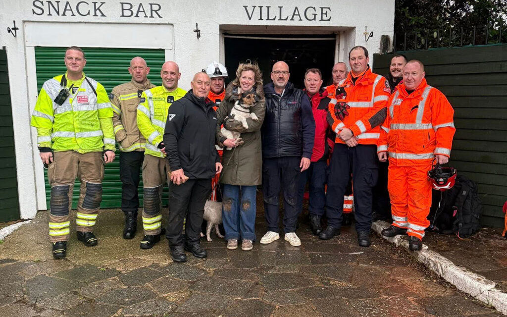 Dog trapped between walls at Southsea Model Village sparks dramatic rescue as fire crews cut through bricks to save Jack Russell Benny and reunite him safely with owner.