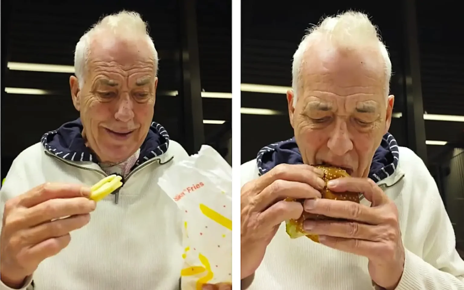 Michael Barrymore leaves fans in stitches with a chaotic expletive filled review of McDonald’s new Grinch menu as he samples the items dances in the queue and delights viewers with his trademark humour.