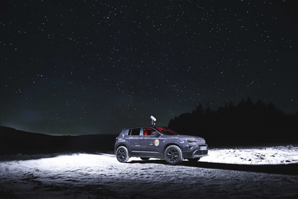 A one off £35,000 Jeep Avenger Stargazer concept features a roof mounted telescope, stargazing gear and cosmic themed design to help Brits explore the night sky and cut light pollution.