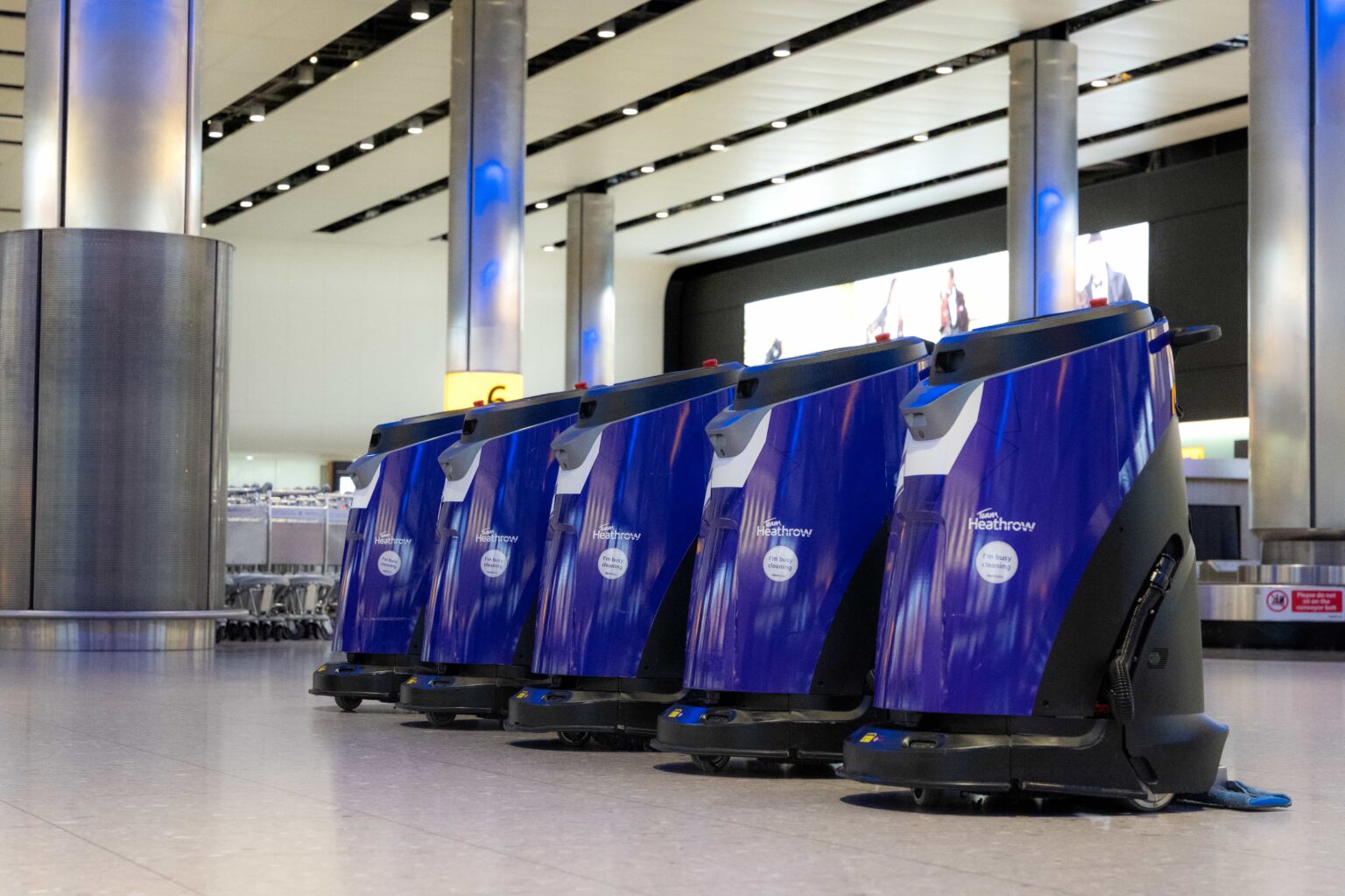 Heathrow invites travellers to name its popular cleaning cobots-23 smart machines that clean eight football pitches daily-now seeking creative names as they become airport icons.