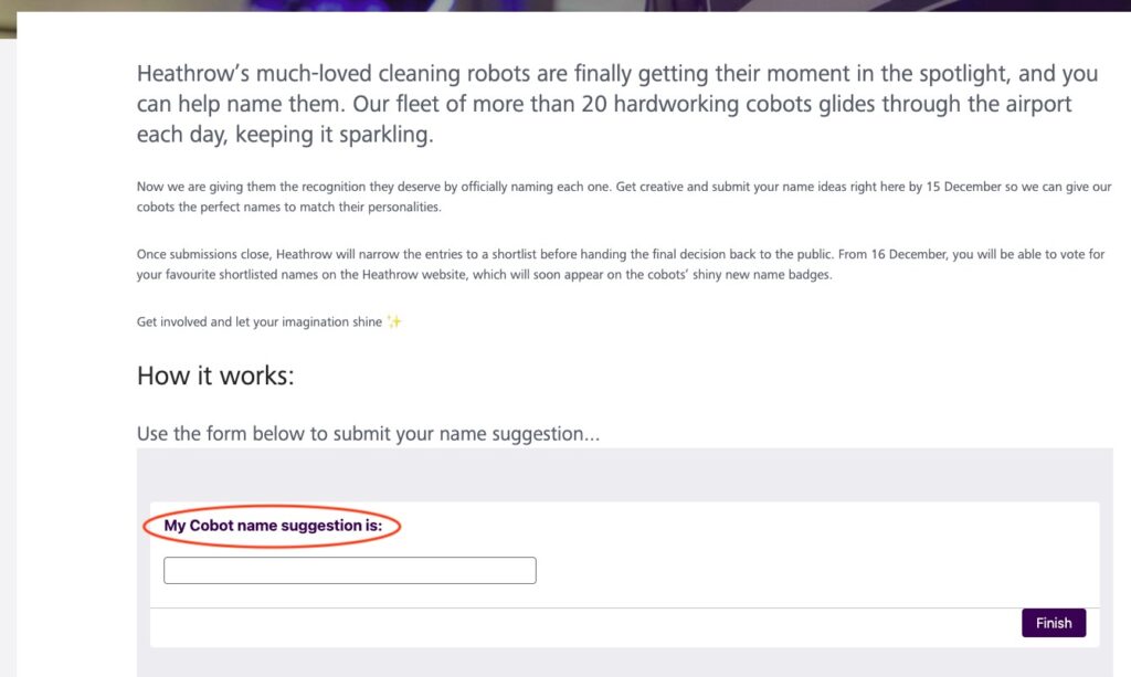 Heathrow invites travellers to name its popular cleaning cobots-23 smart machines that clean eight football pitches daily-now seeking creative names as they become airport icons.