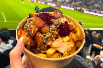 Newcastle serves festive loaded fries at St James Park for £9.80-chicken pigs in blankets stuffing cranberry and gravy delight fans as a quirky Christmas halftime treat.