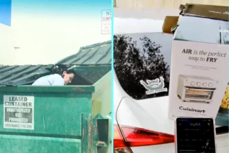 Texas mum Tiffany Butler found a brand new air fryer worth £164 hidden under leaves in a dumpster, adding to her estimated £60,000 haul from two years of bin diving.