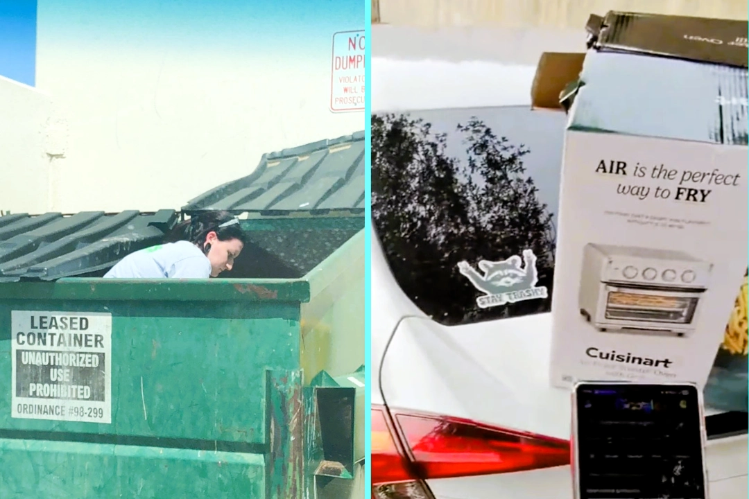 Texas mum Tiffany Butler found a brand new air fryer worth £164 hidden under leaves in a dumpster, adding to her estimated £60,000 haul from two years of bin diving.