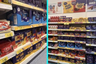 Easter chocolate appeared in B&M stores 14 weeks early on Boxing Day, with Smarties eggs and Mini Eggs already filling shelves while Christmas decorations remain up in homes across Britain.