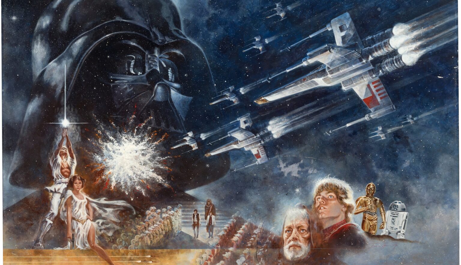 A rare original 1977 Star Wars poster from producer Gary Kurtz sells for £2.9m tripling estimates as the iconic Tom Jung artwork becomes one of the most valuable pieces in franchise history.