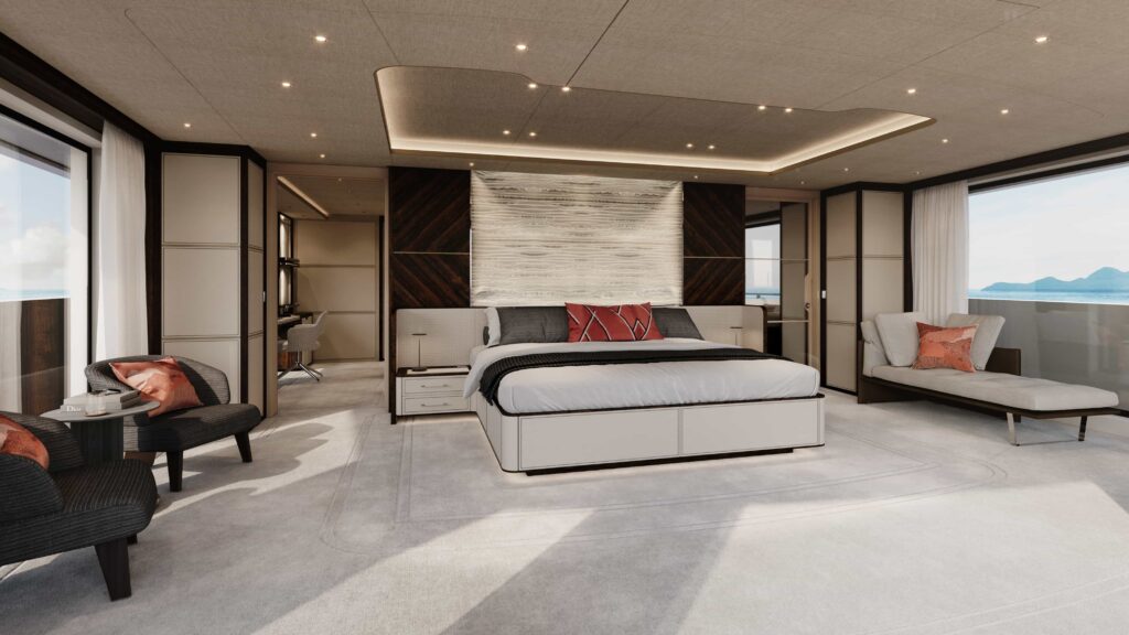 The £162m Sanlorenzo 58Steel Perla Lunar superyacht offers hybrid efficiency luxury lounges spa cinema pool and a full office making it the ultimate work from home retreat at sea.