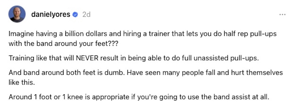 Social media comment on the post of Fitness coach sparks backlash after criticising Taylor Swift trainer over assisted pull ups as fellow trainers defend method say goals differ and call comments bitter mansplaining.