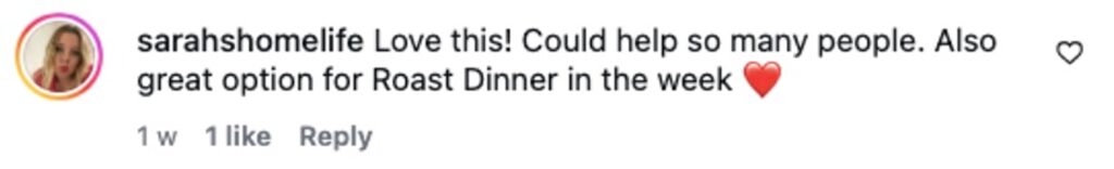 Social media comment on the post of Savvy mum shares how she cooked a full Christmas dinner for six for under ten pounds using bargain veg smart shopping and air fryer tips to cut food and energy costs.