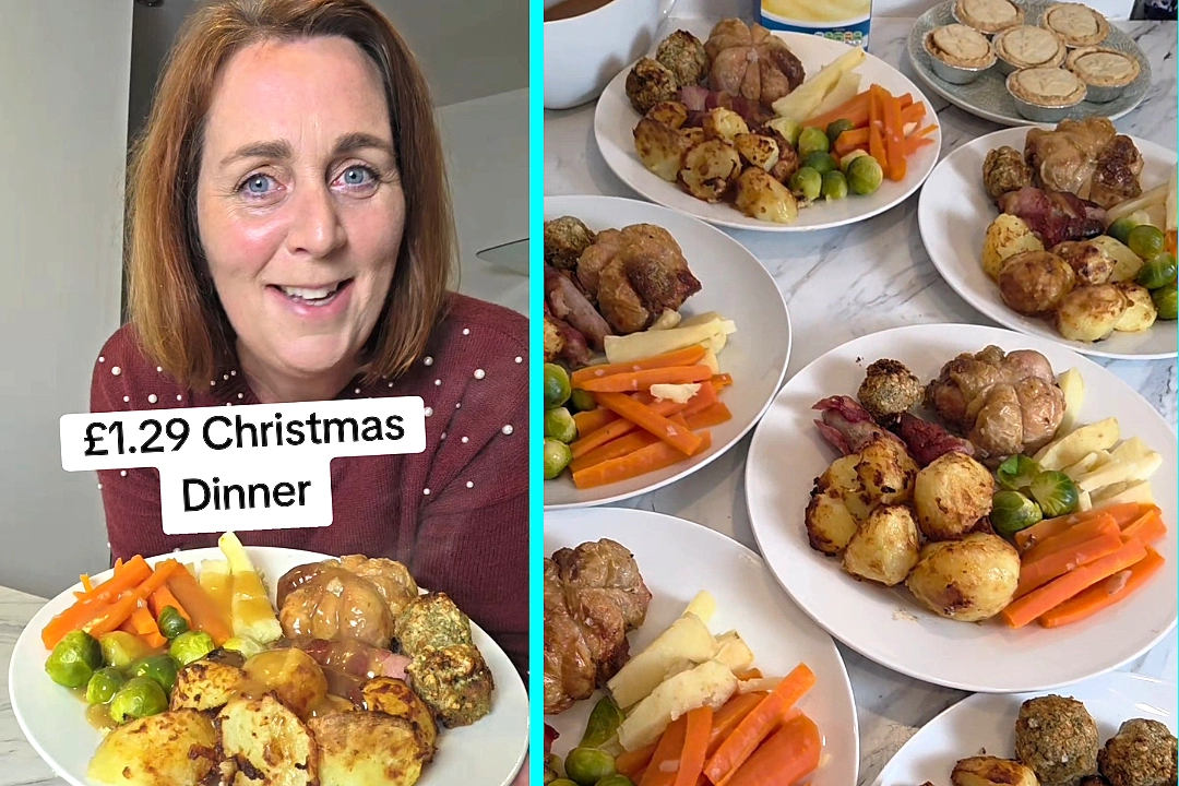 Savvy mum shares how she cooked a full Christmas dinner for six for under ten pounds using bargain veg smart shopping and air fryer tips to cut food and energy costs.