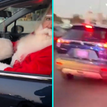 Traffic cop pulls over Santa on busy motorway joking it was revenge for never getting a bike as a child festive prank goes viral delighting millions online.