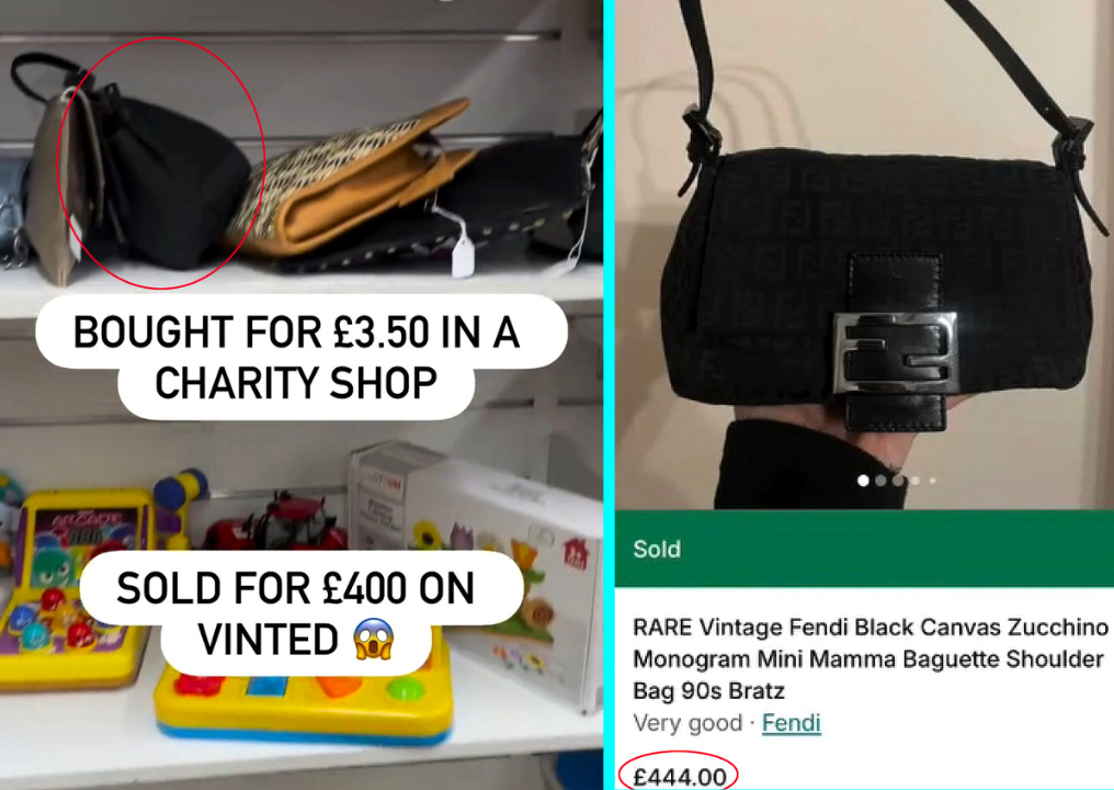 Reselling expert snaps up rare vintage Fendi handbag for £3.50 in a charity shop then flips it for £400 on Vinted- revealing tips on spotting designer gems fast.