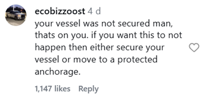 Social media comment on the post of DJ Freddie Graham knocked off feet as speeding fireboat wave rocks his Thames houseboat near Hammersmith Bridge. Items smashed but sees funny side.