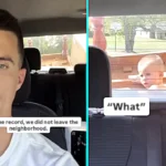 Dad is left horrified after spotting his three year old fast asleep on a table in the back of his moving pickup truck, only noticing just before hitting the highway