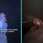 Daredevil stuck on crane hook hundreds of feet up during storm in Austria - climber S0ner's terrifying viral video with 276,000 views revealed as elaborate prank.