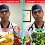Harvard educated doctor ranks nine foods for healthy ageing- olive oil tops list while fish berries and greens score high and ultra processed foods get zero rating today.