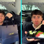 Influencer reviewing a £20 Too Good To Go bag from celeb favourite Nobu goes viral after mistaking tuna sashimi for raw bacon in a hilarious food fail.