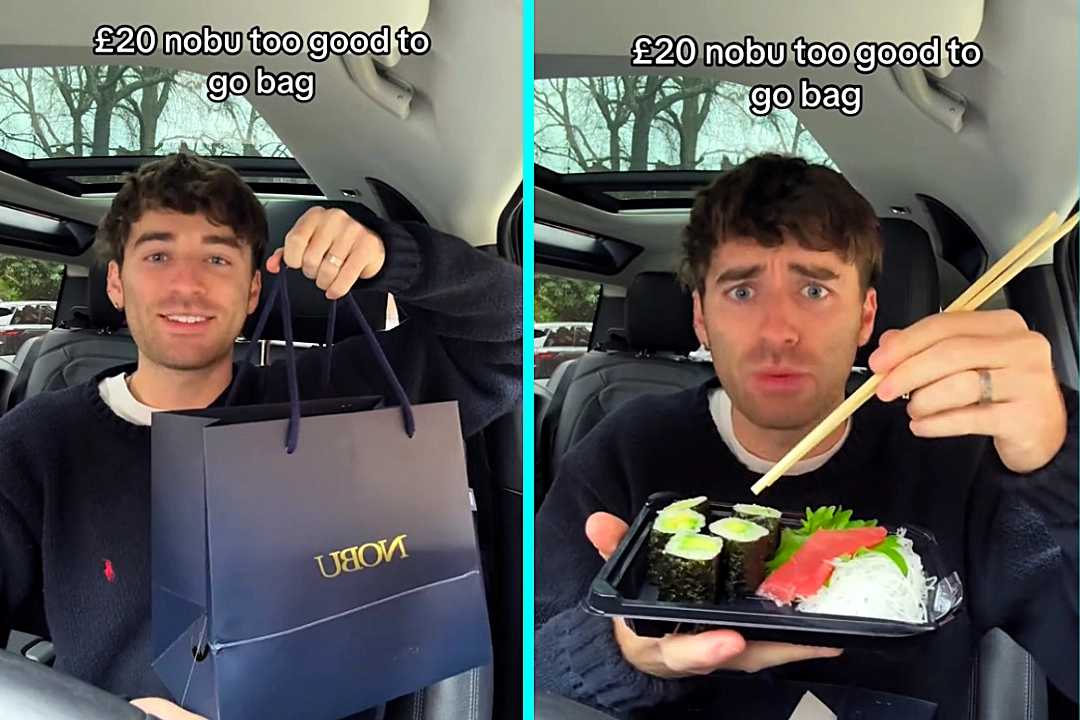 Influencer reviewing a £20 Too Good To Go bag from celeb favourite Nobu goes viral after mistaking tuna sashimi for raw bacon in a hilarious food fail.