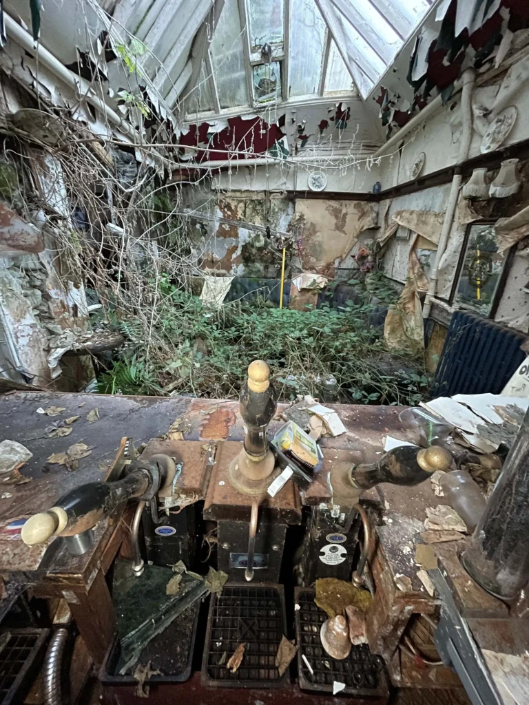 Urban explorer Sean Piper discovered the abandoned Grade II-listed Corbett Arms hotel in Wales, where John Lennon and Yoko Ono honeymooned in 1969, now crumbling and set for demolition.