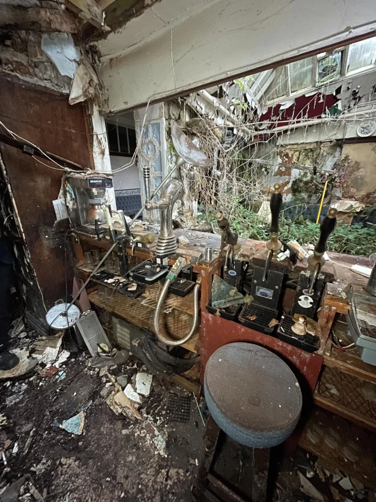 Urban explorer Sean Piper discovered the abandoned Grade II-listed Corbett Arms hotel in Wales, where John Lennon and Yoko Ono honeymooned in 1969, now crumbling and set for demolition.