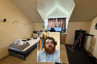 Skip Boyce, 49, locks himself in single room for 365 days livestreaming 24/7 to become healthier - day 17 of extreme isolation challenge already draws millions.