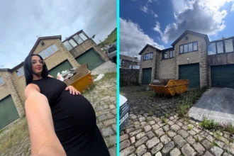 Couple buy derelict house on industrial estate for £330,000 and transform it into dream home with sauna, hidden playroom and space for 50 cars in Derbyshire.