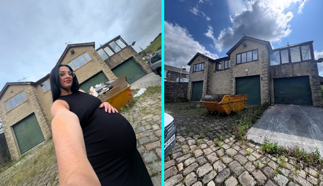 Couple buy derelict house on industrial estate for £330,000 and transform it into dream home with sauna, hidden playroom and space for 50 cars in Derbyshire.