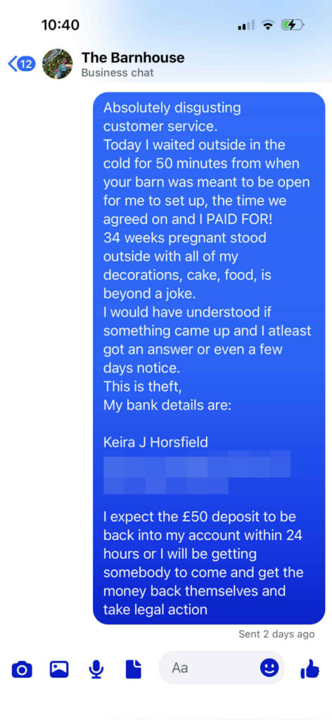 Pregnant mum left in tears after baby shower venue failed to open on the day, despite deposit and confirmations, forcing last minute scramble and guests missing out.