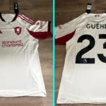 A Liverpool fan is trying to resell a £52 Marc Guéhi shirt after the defender snubbed Anfield for Manchester City, leaving football fans laughing at the blunder
