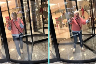 Woman face plants revolving door window at Malta hotel after getting disorientated. Michelle Milliner, 59, from Gloucestershire walked into glass and saw the funny side.