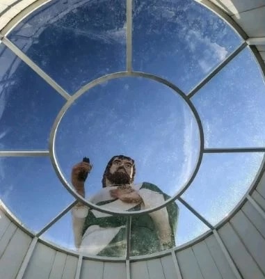 100ft religious statue of Judas Thaddaeus mocked for looking like Minecraft character - blocky design in Mexico ridiculed online. Locals say it looks like Roblox.