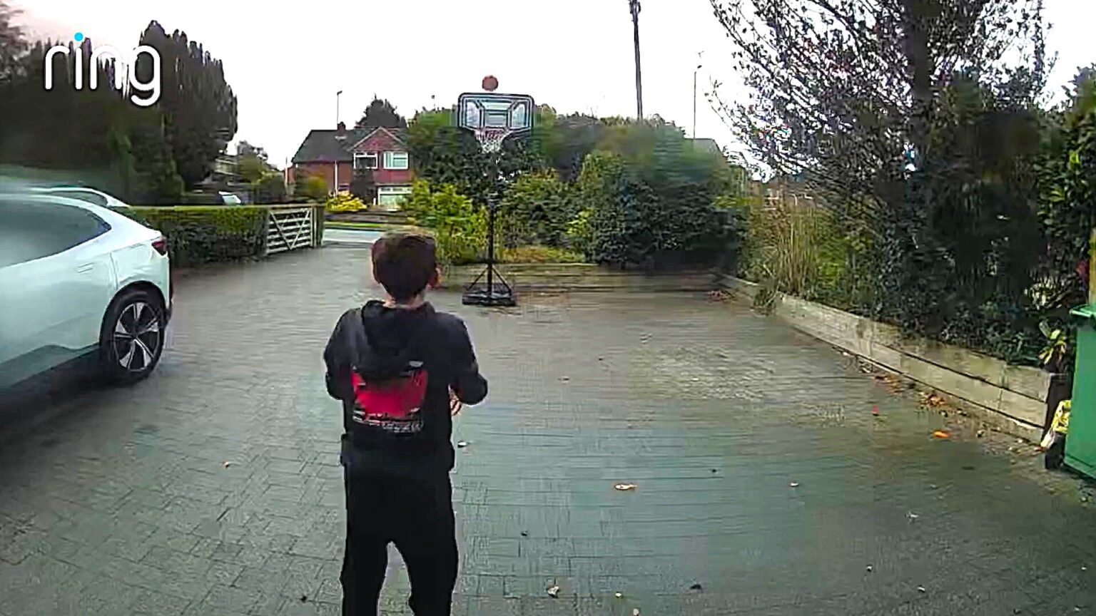 An 11-year-old schoolboy was left stunned after nailing an incredible 27ft basketball trick shot in his driveway, with the jaw-dropping moment perfectly captured on the family’s Ring doorbell camera