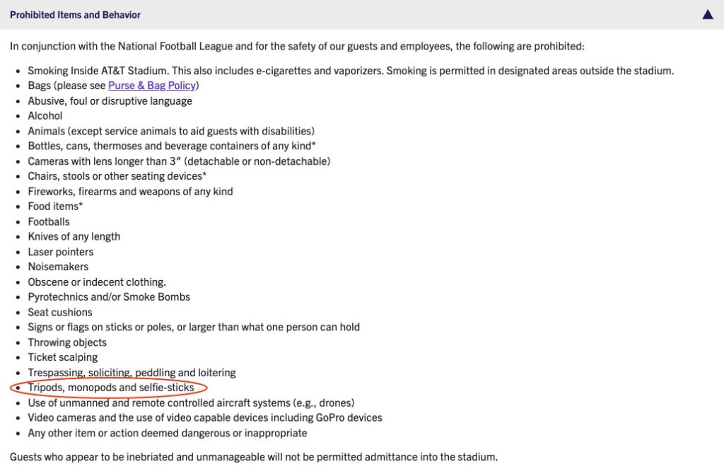 England fans heading to the World Cup 2026 opener against Croatia in Dallas are banned from bringing selfie sticks to the AT&T Stadium, with violators facing entry refusal.