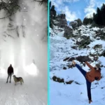Six-time European taekwondo champion Alexander Yashin's perfectly-timed kick sent snow exploding from a tree in Russia's Caucasus mountains, with the fairytale moment gaining 28 million Instagram views.