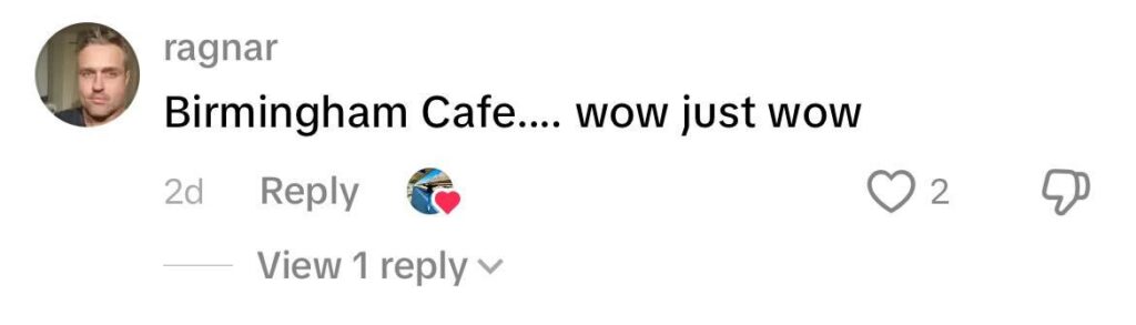 Social media comment on the post of British backpackers discover Birmingham Coffee cafe in Nha Trang, Vietnam, 6,000 miles away, featuring Peaky Blinders art and Bull Ring pictures with cheap lattes.