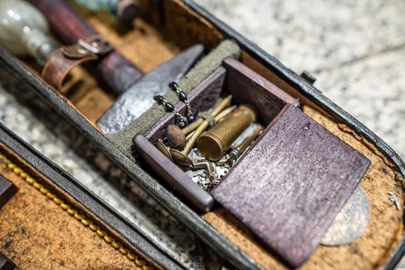 Vampire hunting kit complete with stakes, crosses and holy water found in violin case at Polish museum - 1950s Polish origin makes it unique as most were German-made.