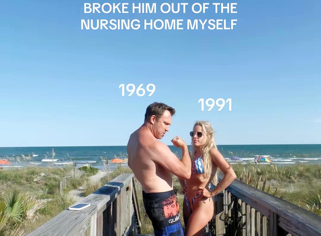 Woman jokes she broke her partner out of the nursing home after finding love with man 22 years older. Brooke, 34, and Patrick, 56, together nearly 7 years despite trolls.