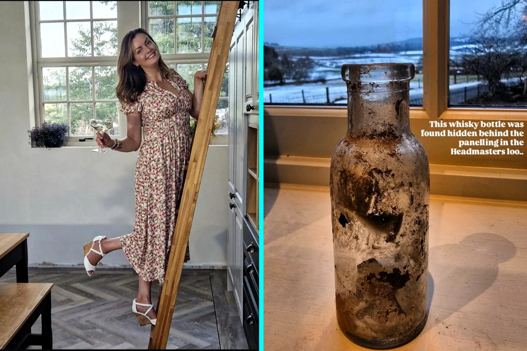 Gemma finds whisky bottle in headteacher's toilet while renovating Aberdeenshire school - scout handbook, army toys and Victorian cabinet among hidden treasures.