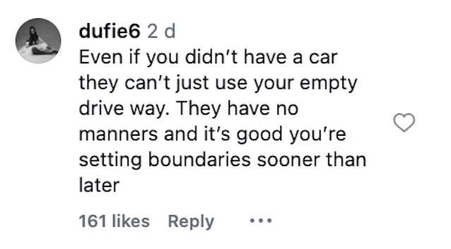 Social media comment on the post of Woman sparked online debate after blocking her wide driveway to stop neighbours parking there, with her story shared by Lisa gaining 144,000 views and divided reactions from followers.
