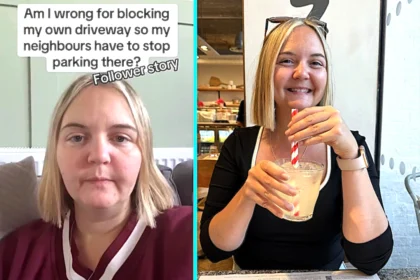 Woman sparked online debate after blocking her wide driveway to stop neighbours parking there, with her story shared by Lisa gaining 144,000 views and divided reactions from followers.
