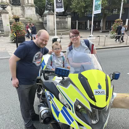 Woman who lost her sight found love when her guide dog Bailey introduced her to Martin and his guide dog Diesel, now married with a son who also has cataracts.