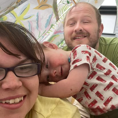 Woman who lost her sight found love when her guide dog Bailey introduced her to Martin and his guide dog Diesel, now married with a son who also has cataracts.