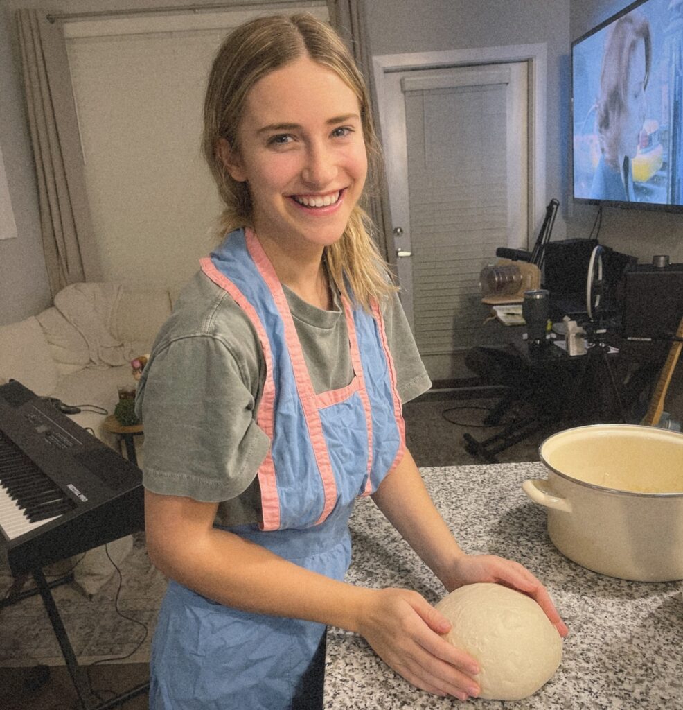 Hot trad wife shares daily routine of cooking, cleaning and staying home while husband works and pays for everything. She plans to homeschool future children.