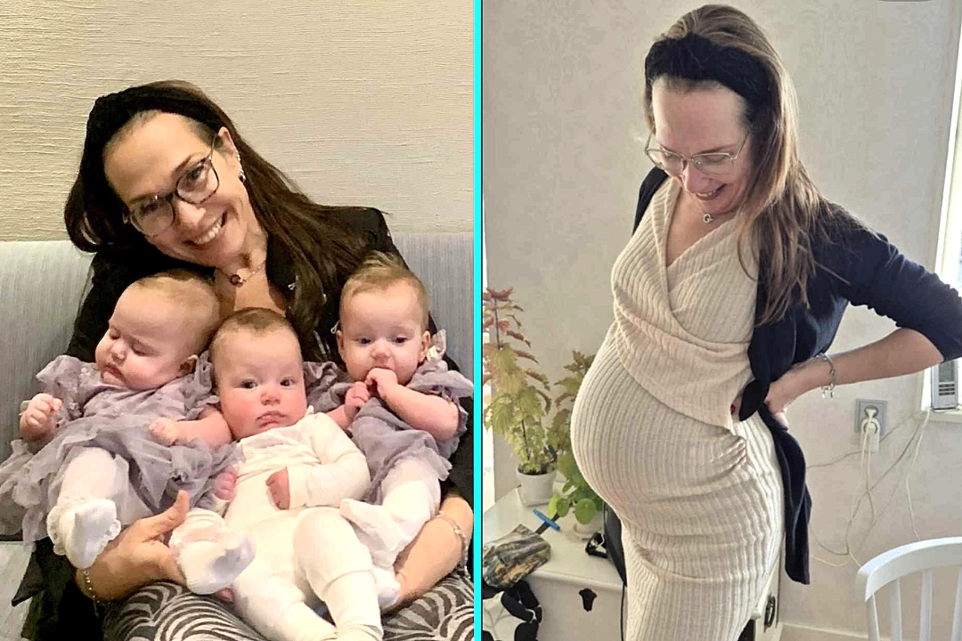 A 50-year-old nurse defied 5% odds to have triplets through IVF on her first try after already having four sons, and says motherhood now is easier than at 19.