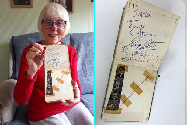 A lifelong Beatles fan sold autographs from all four band members and a broken guitar string from George Harrison, with the rare memorabilia fetching £7,000 at auction.
